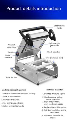 Stainless Steel Manual Heat Sealer Machine FR220E with Adjustable Temperature CE Certified for Food Tray Sealing