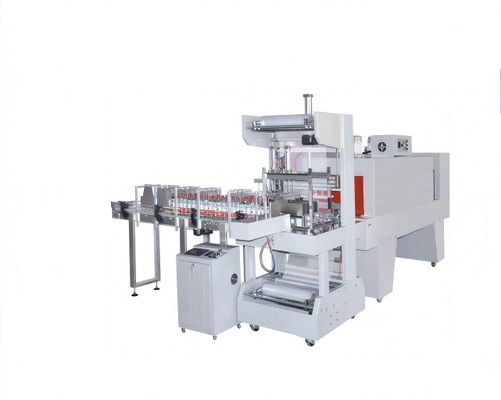 Semi-automatic sleeve type packaging machine for cartons mineral water bottles beverage beer cans and pe film shrink wrapping