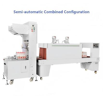 Semi-automatic sleeve type packaging machine for cartons mineral water bottles beverage beer cans and pe film shrink wrapping