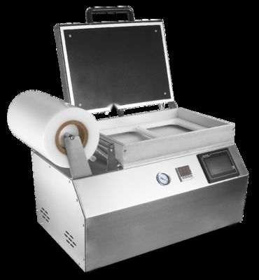 آلة ختم الجلد بالفراغ لصينية بلاستيكية مضغوطة يدويًا تعمل باللمس مع الفولاذ المقاوم للصدأ 304 بدرجة الغذاء