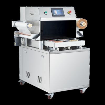 آلة الختم الفراغية ذاتية التشغيل بالكامل DQ440VSL مع الصلب المقاوم للصدأ 304 من الدرجة الغذائية والقالب الألومنيوم المضغوط 6061 للتعبئة والتغليف MAP